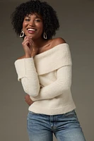 Nancy Fuzzy Off Shoulder Pullover Sweater