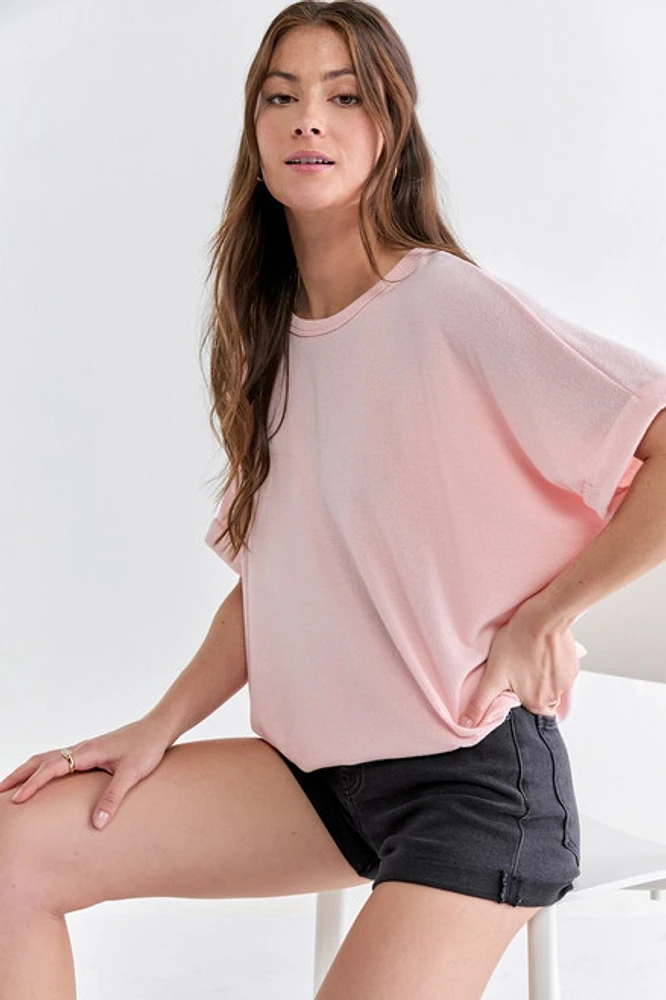 Annabeth Crew Neck Dolman Tee Light