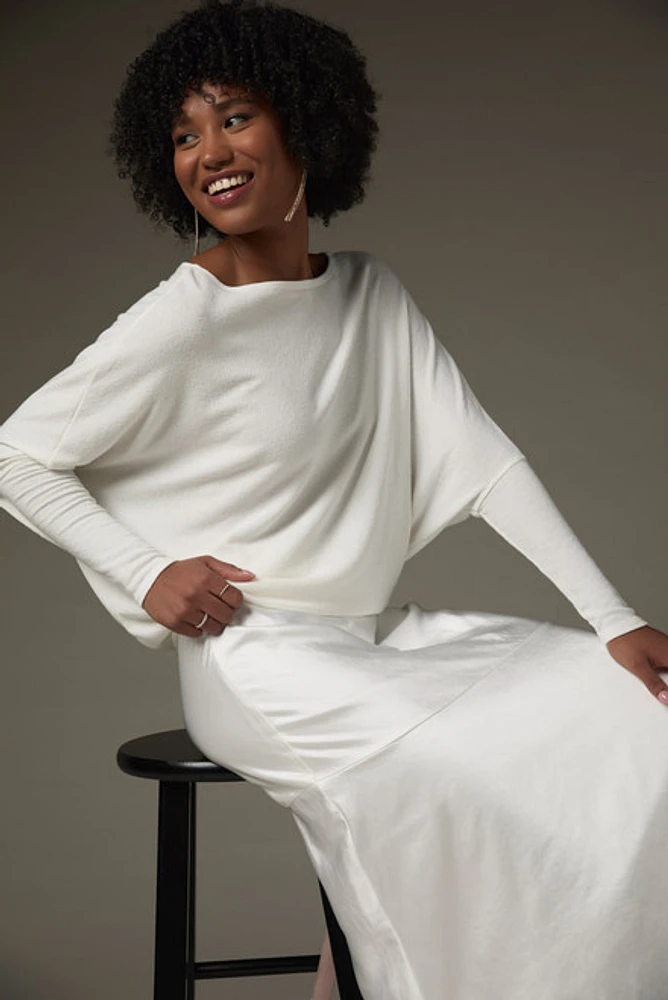 Josie Long Sleeve Dolman Top White