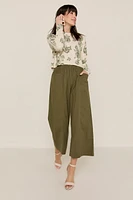 Olivia Double Pocket Culotte Pants Olive Green