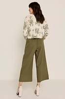 Olivia Double Pocket Culotte Pants Olive Green