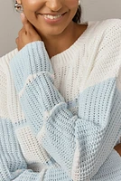 Alice Two Tone Striped Pullover Light Blue