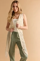 Bonnie Open Gauge Fringe Long Cardigan