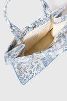 Jeanna Floral Canvas Tote Bag Blue