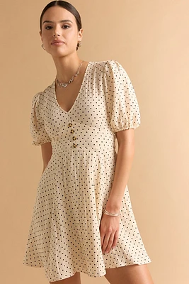 Marsha Polka Dot Front Button Mini Dress