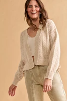 Allie Side Tie Pointelle Cardigan