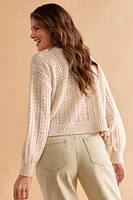 Allie Side Tie Pointelle Cardigan