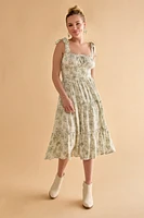 Donna Strappy Postcard Print Midi Dress