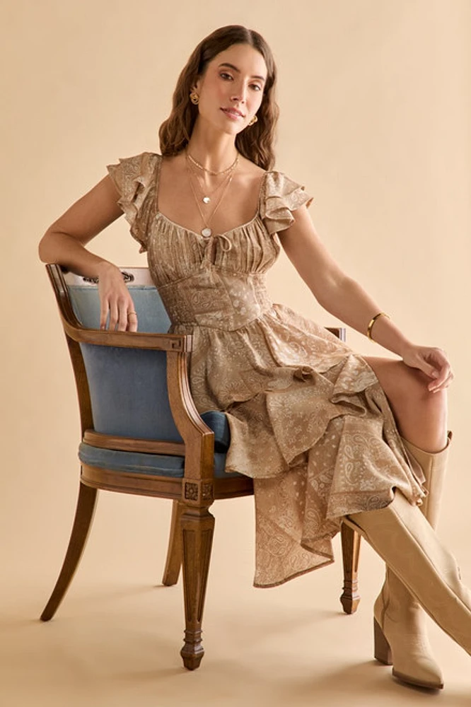 Eve Corset Tiered Midi Dress