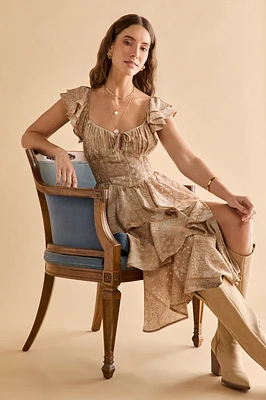 Eve Corset Tiered Midi Dress
