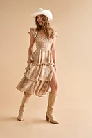 Eve Corset Tiered Midi Dress