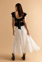 Allie Tassle Hem Tiered Maxi Skirt