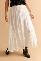 Allie Tassle Hem Tiered Maxi Skirt