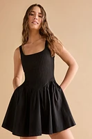 Amber Rib Knit Tank Fit And Flare Mini Dress