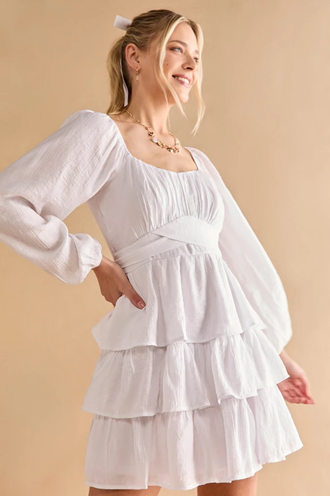 Alisa Long Sleeve Tiered Mini Dress