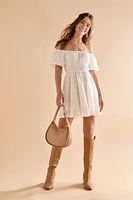 Dorothy Off Shoulder Eyelet Mini Dress