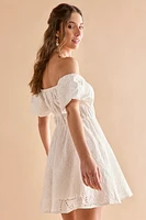 Dorothy Off Shoulder Eyelet Mini Dress