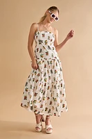 Juliana Fruit Print Tiered Maxi Dress