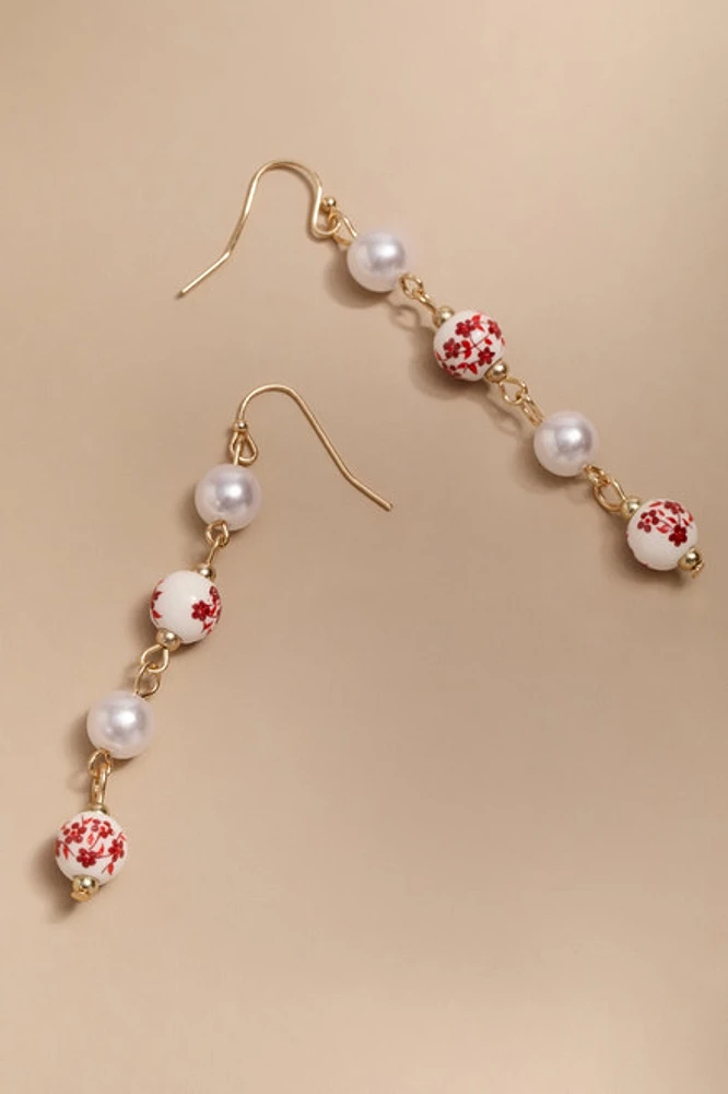 Kirsten Pearl And Ceramic Ball Linear Drop Earrings