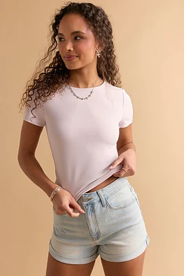 yummi by francesca's Crewneck Short Sleeve Top