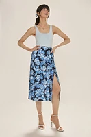 Pamela Satin Floral Midi Skirt