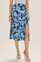 Pamela Satin Floral Midi Skirt