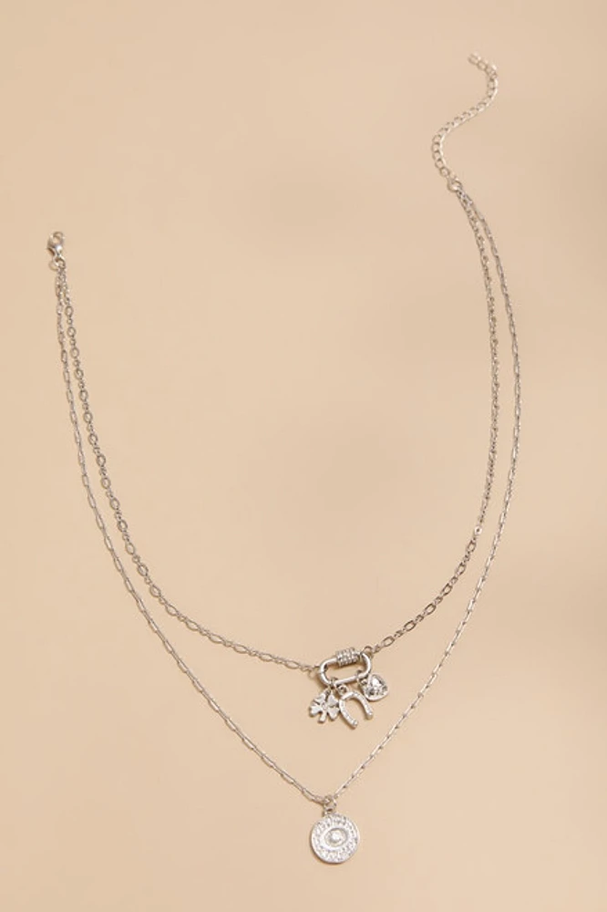 Mandy Multi Layered Carabiner Charm Necklace