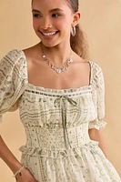 Marlene Horseshoe Print Lace Trim Mini Dress