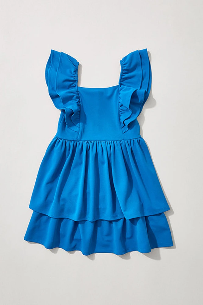 Hello Franki Flutter Sleeve Waisted Ruffle Dress for girls