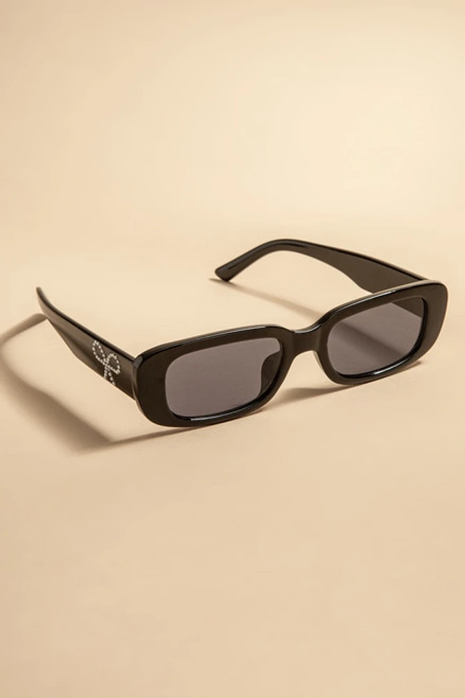 Deborah Rectangle Pearl Bow Side Sunglasses