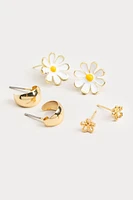 Hello Franki Hoop And Flower Trio Set Earrings for girls