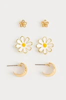 Hello Franki Hoop And Flower Trio Set Earrings for girls