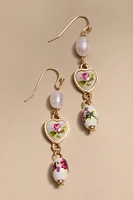 Veronica Ceramic Floral Linear Drop Earrings