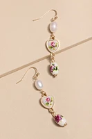 Veronica Ceramic Floral Linear Drop Earrings