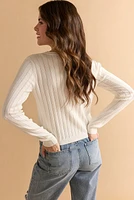 Hannah Long Sleeve Pointelle Pullover Sweater