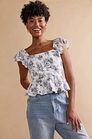 Andrea Postcard Bow Back Blouse