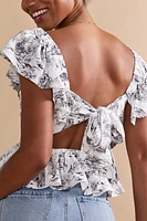 Andrea Postcard Bow Back Blouse