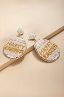 Happy Easter Beaded Teardrop Earrings