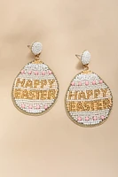Happy Easter Beaded Teardrop Earrings