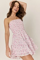 Elise Strapless Floral Mini Dress