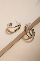 Sophia Stainless Steel Two Tone Oval Hoop Earrings