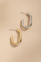 Sophia Stainless Steel Two Tone Oval Hoop Earrings