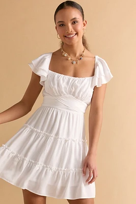 Tessa Ruffle Sleeve Tiered Mini Dress