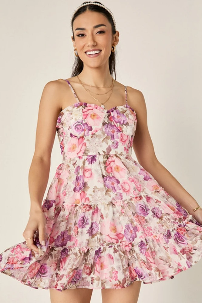 Vicky Floral Tiered Mini Dress
