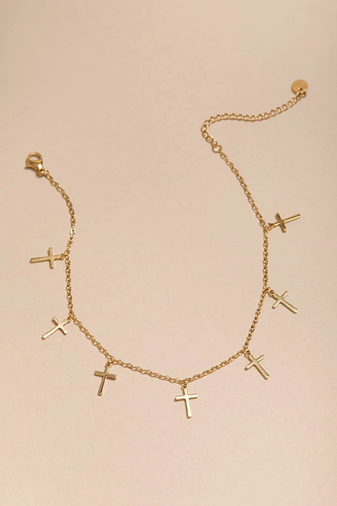 Mandy Stainless Steel Cross Charm Anklet