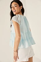 Tina Front Tie Tiered Blouse