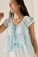 Tina Front Tie Tiered Blouse