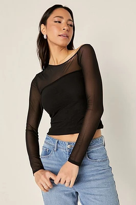 Janet Asymmetrical Mesh Top