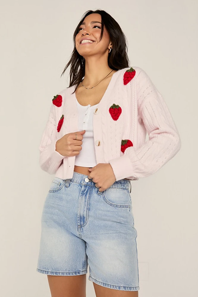 Gloria Strawberry Bobble Cardigan