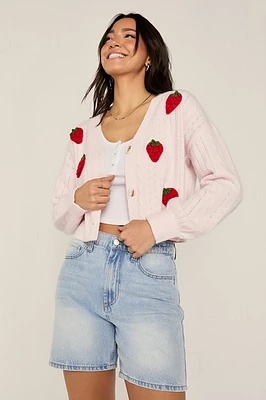 Gloria Strawberry Bobble Cardigan